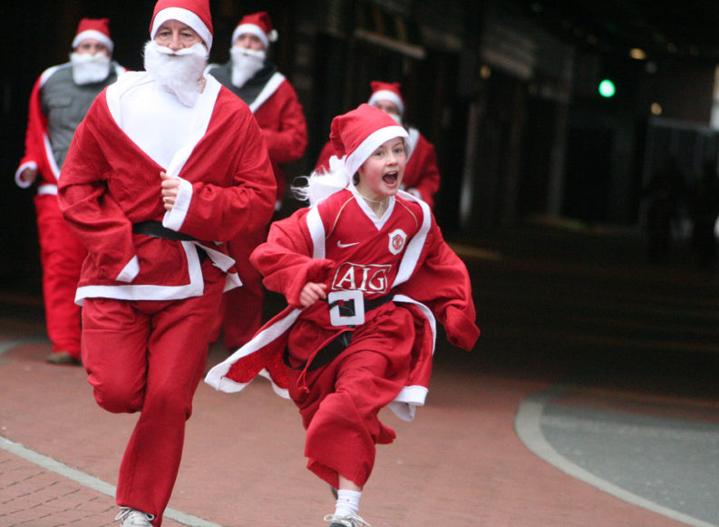 Charity Santa fun run at Manchester