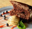 Chocolate cake with caramel ice cream