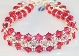 Indian Pink ChainMaille Bracelet in Sterling Silver